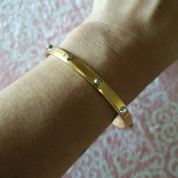 Michael Kors Thin Gold Cuff w/ Gunmetal Studs NWT - Picture 2 of 7
